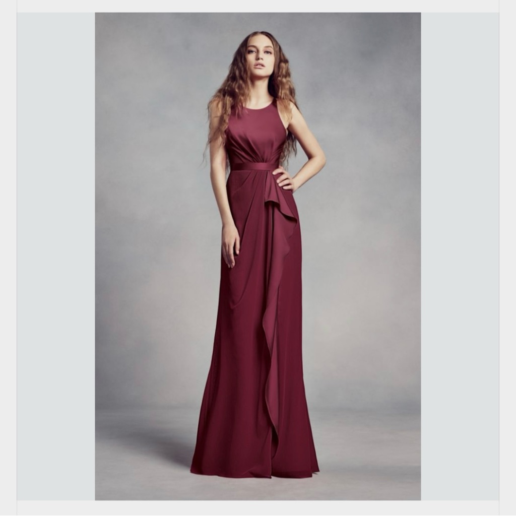 White By Vera Wang Burgundy Prom Wedding-Guest Formal Social Maxi Dress
